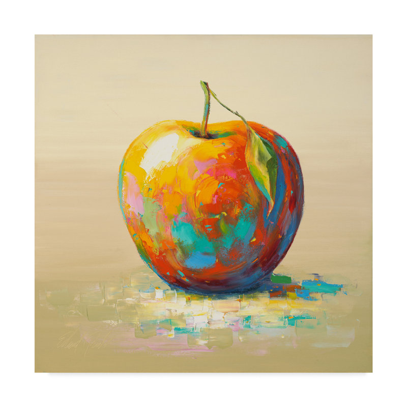 Trademark Art 'Painted Apple' Acrylic Painting Print on Wrapped Canvas & Reviews Wayfair
